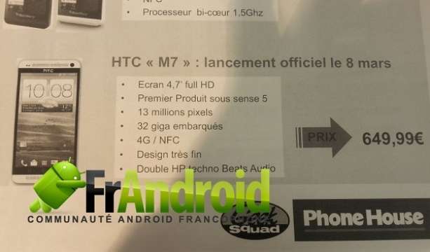 M7 from HTC to be launched on March 8 in Europe at 649.99 Euros