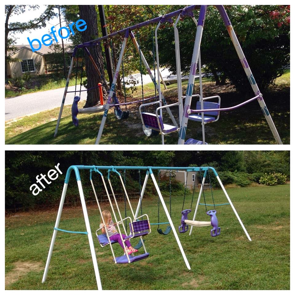 Rachel Duclos Outside Of The Box DIY Metal Swing Set Rachel ReDoes It