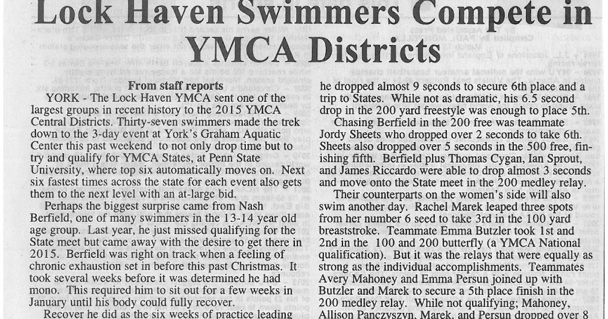 Jersey Shore (PA) Swim Flashback Friday A Look Back to Last Year's YMCA District Event