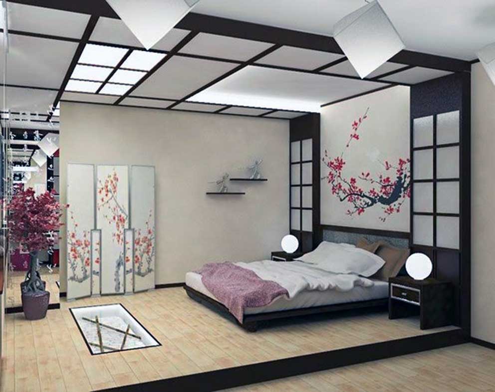 Japanese Bedroom Interior Paintings Decoration Design Ideas - Japanese