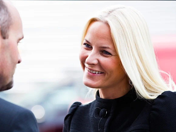 Crown Princess Mette-Marit of Norway visited the charity shop Fretex in Oslo. Style of Princess Mette-Marit