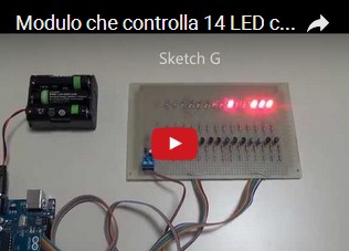 Modulo che controlla 14 LED con Arduino UNO R3 - Versione 2