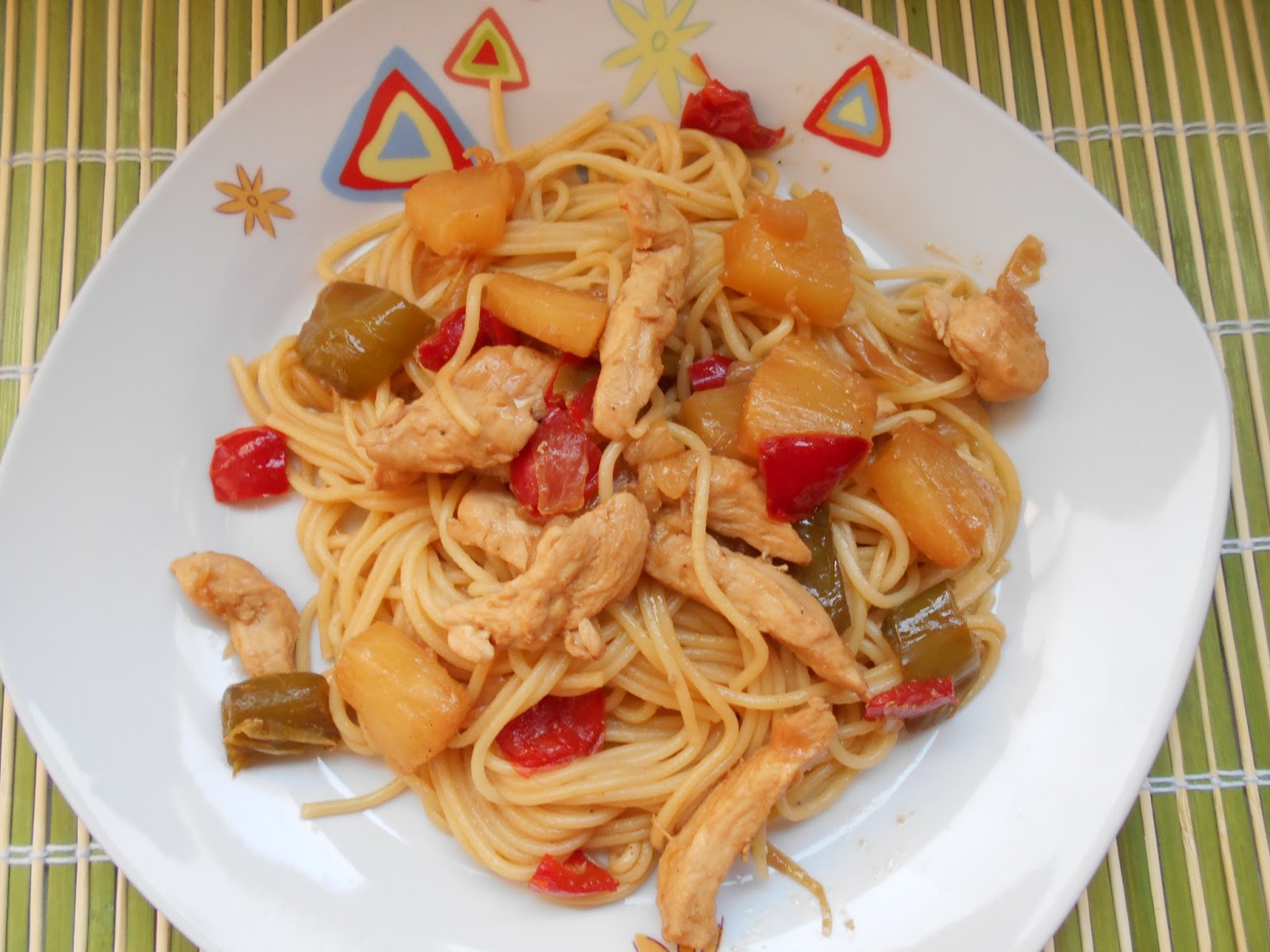 535° receta: ESPAGUETIS CON POLLO Y PIÑA — MAYTE EN LA COCINA