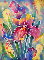 watercolor painting iris glass stained silk flowers martha watercolour irises kisling artist watercolors paintings flower water batik colors potpourri projects