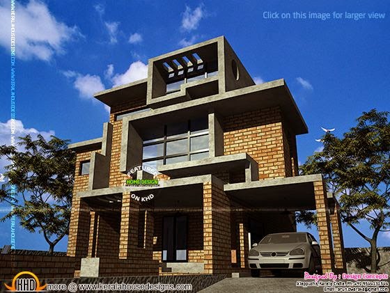 Brick house design in kerala
