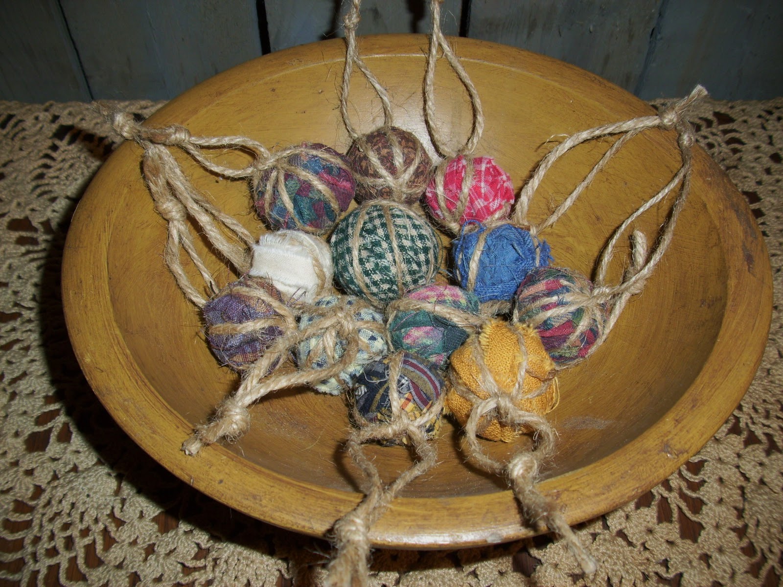 My Primitive Creations by Tonya Rag Garland & Rag Ball Tree Ornaments