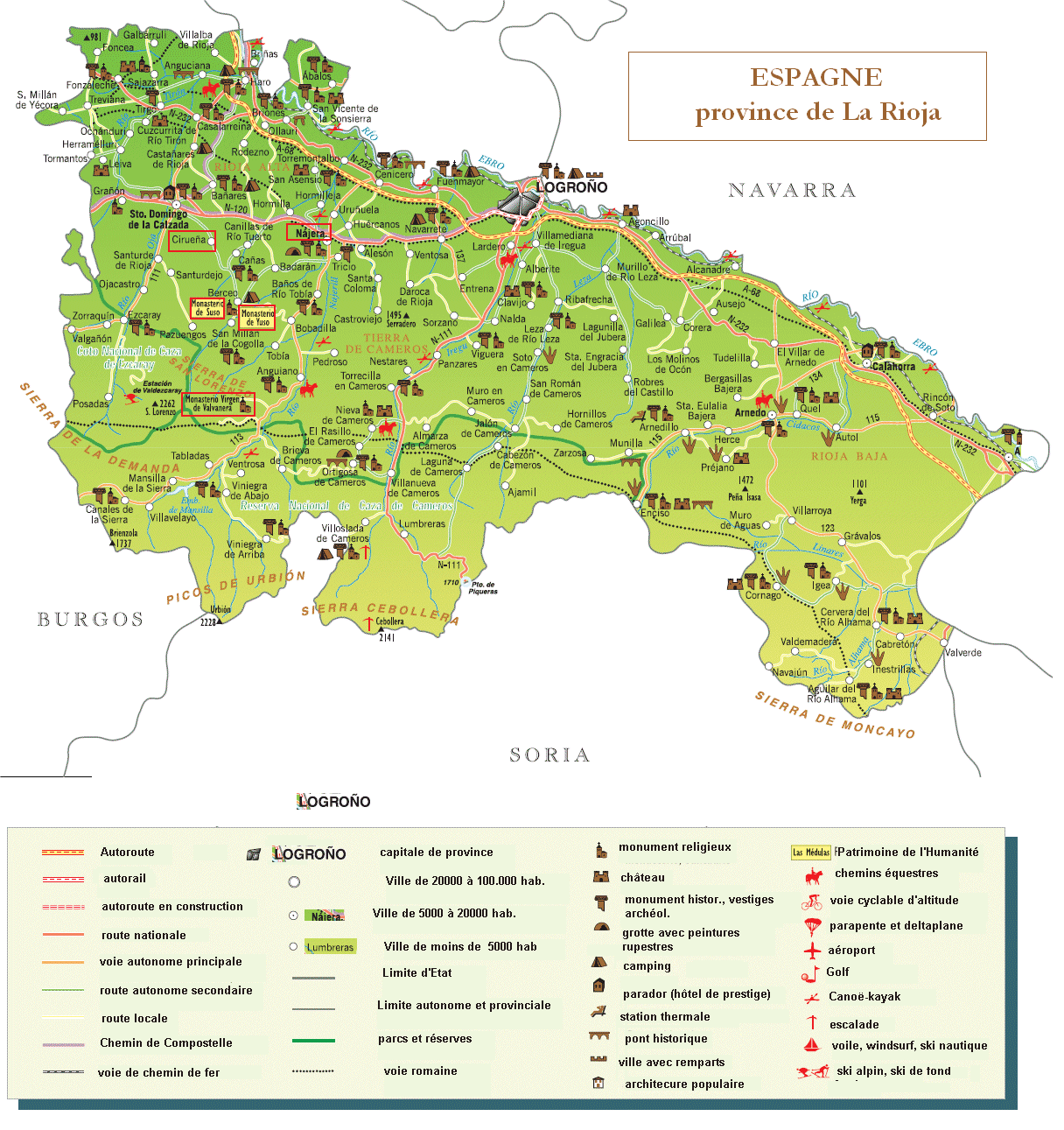 Mapa turístico de La Rioja.