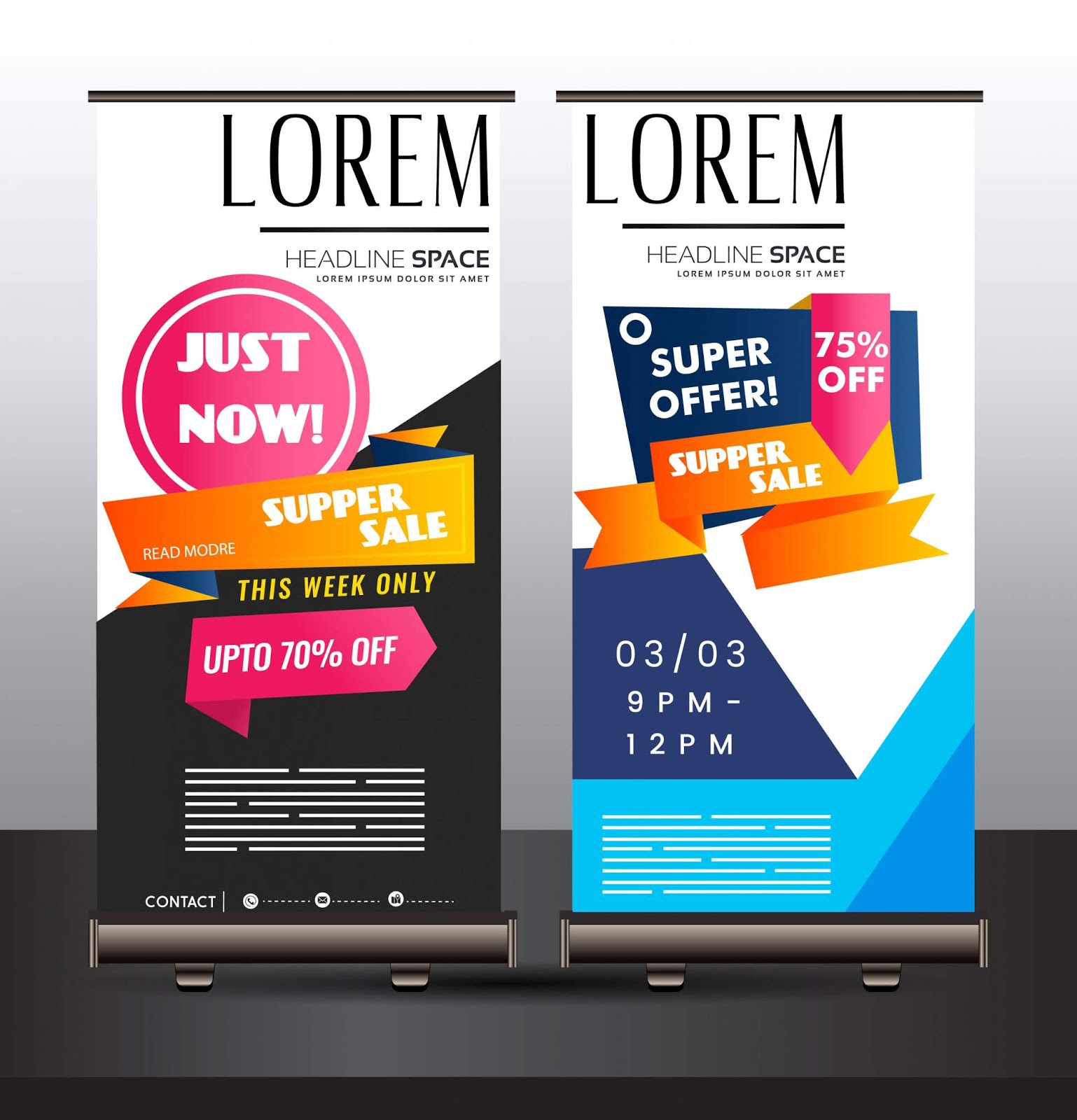 Sale Banner Templates Colorful Modern Vertical Standee Design Free