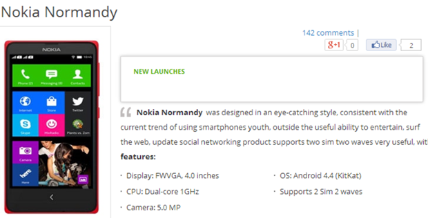 Spesifikasi Nokia Normandy Ponsel Nokia dengan OS Android Leaked
