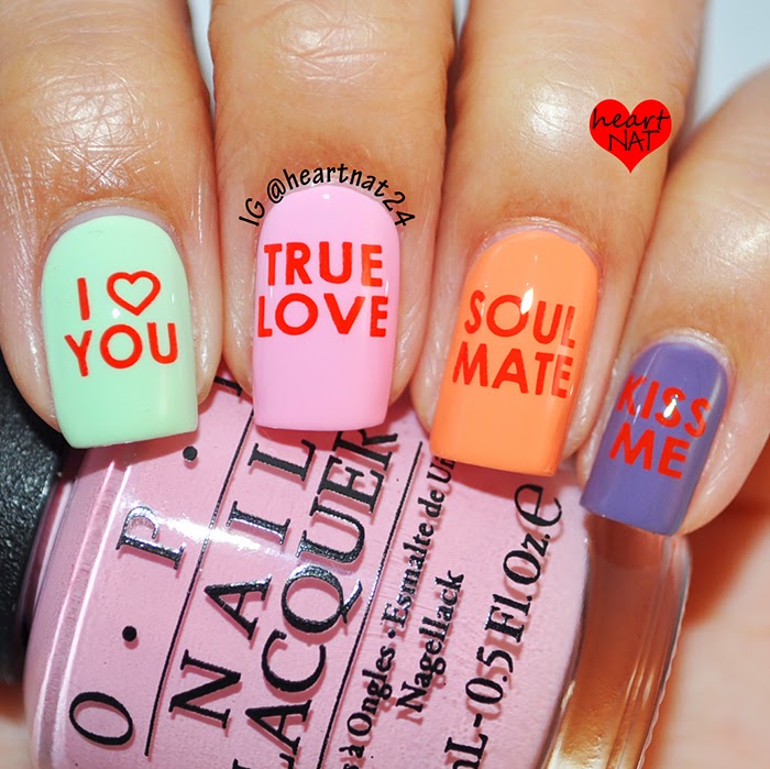 candy heart nails