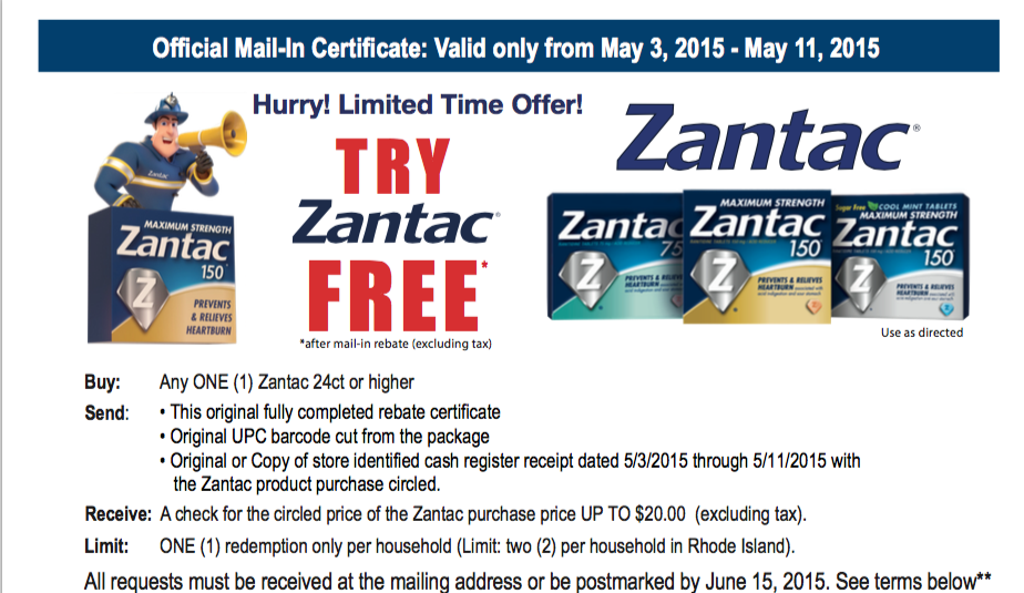 Zantac Rebate And High Value Coupon A Single Coupon