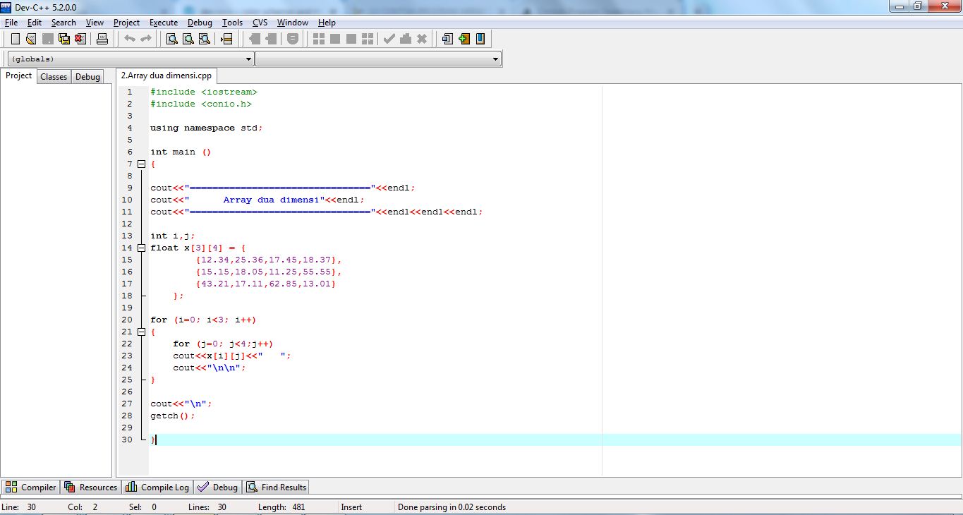 Array of Struct dan contoh program dengan Dev C++