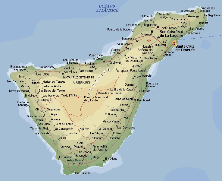 Mapa de la Isla de Tenerife
