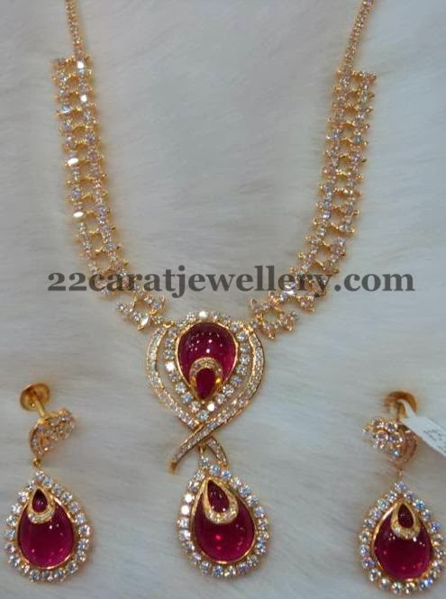 CZ Necklace with Huge Rubies