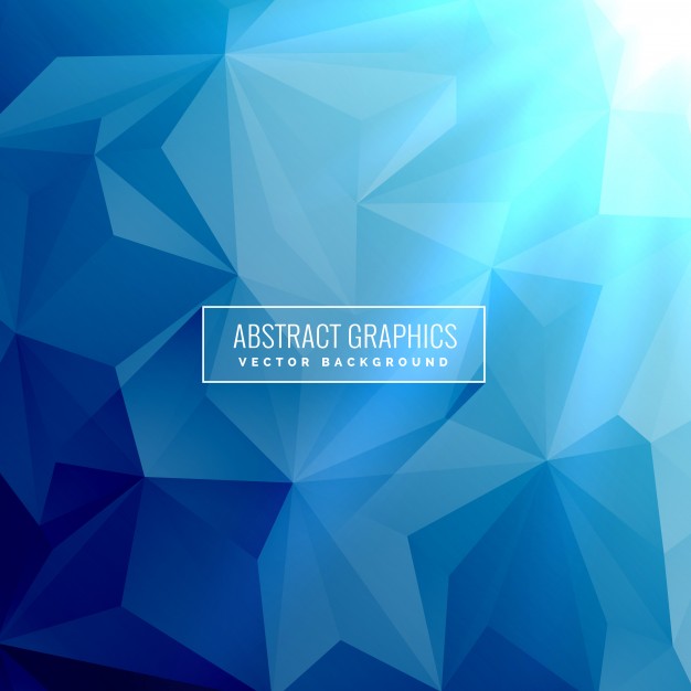 Abstract blue background with low poly triangle shapes Free Vector