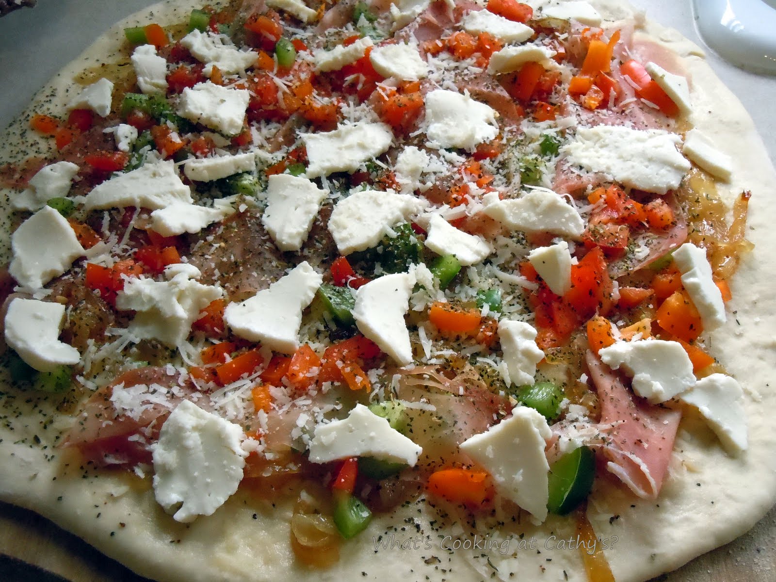 Prosciutto, Capocollo and Carmelized Onion Pizza