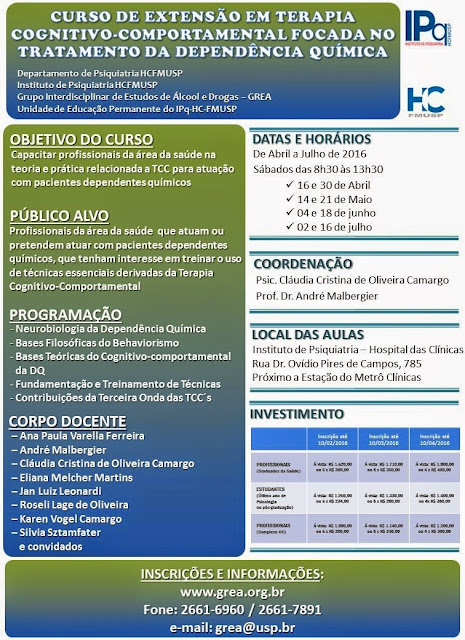 Cursos promovidos pelo grupo interdisciplinar de estudos de Álcool e Drogas