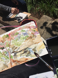 watercolor painting WIP watercolors, ArtbyErika, Erika Nelson, plein air