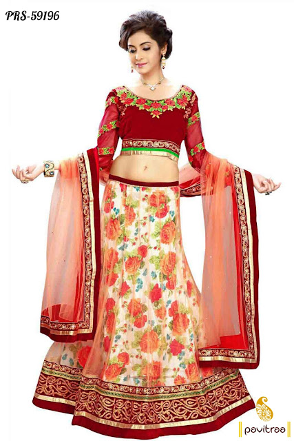 Fashionable Loli Puja Wear Red Silk Lehenga Style Choli Online Shopping with Discount Offer Prices at Pavitraa.in