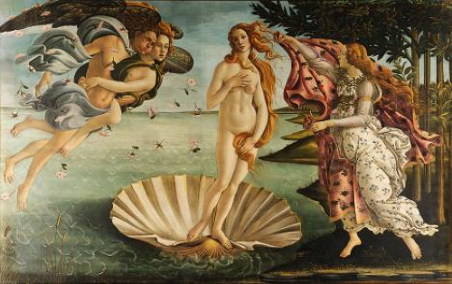 O Nascimento de Vênus - Sandro Botticelli. #PraCegoVer: O Nascimento de Vênus, pintura de Sandro Botticelli.