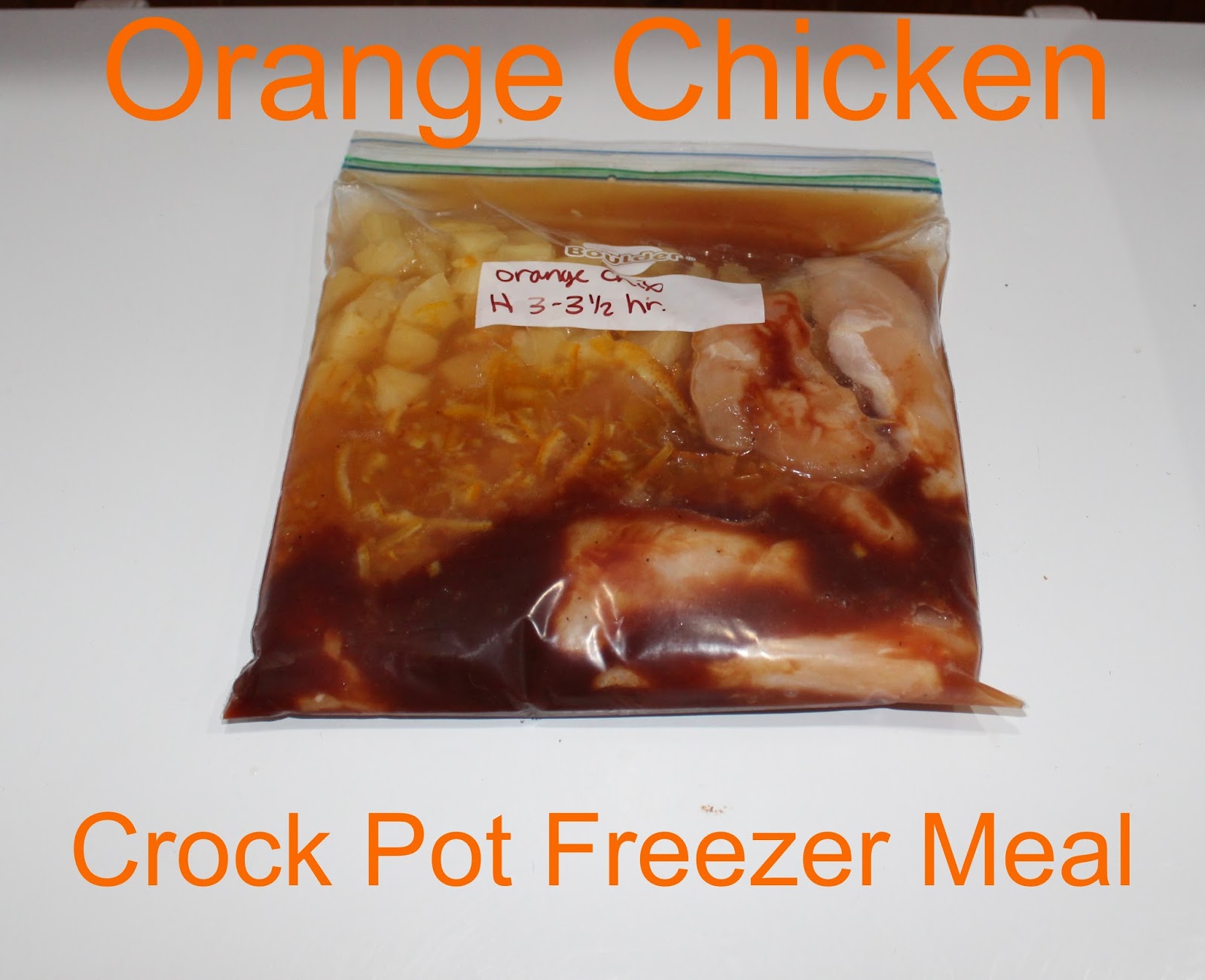 Growing to Four: Orange Chicken Crock Pot Freezer Meal