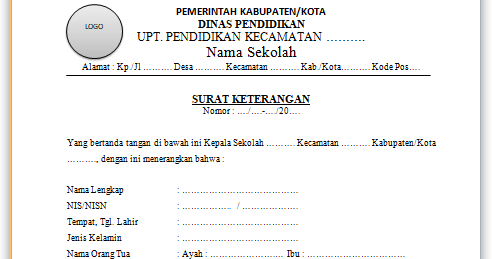 Contoh Surat Keterangan Siswa Aktif Dari Kepala Sekolah