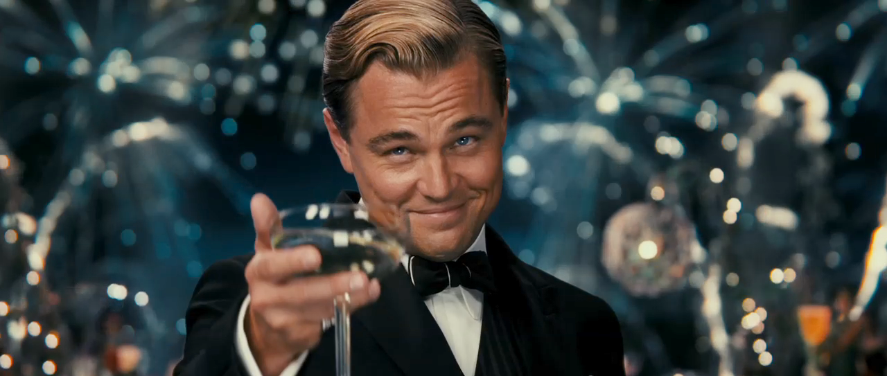 Leonardo Dicaprio as Jay Gatsby. Fireworks go off when he smiles for a ...
