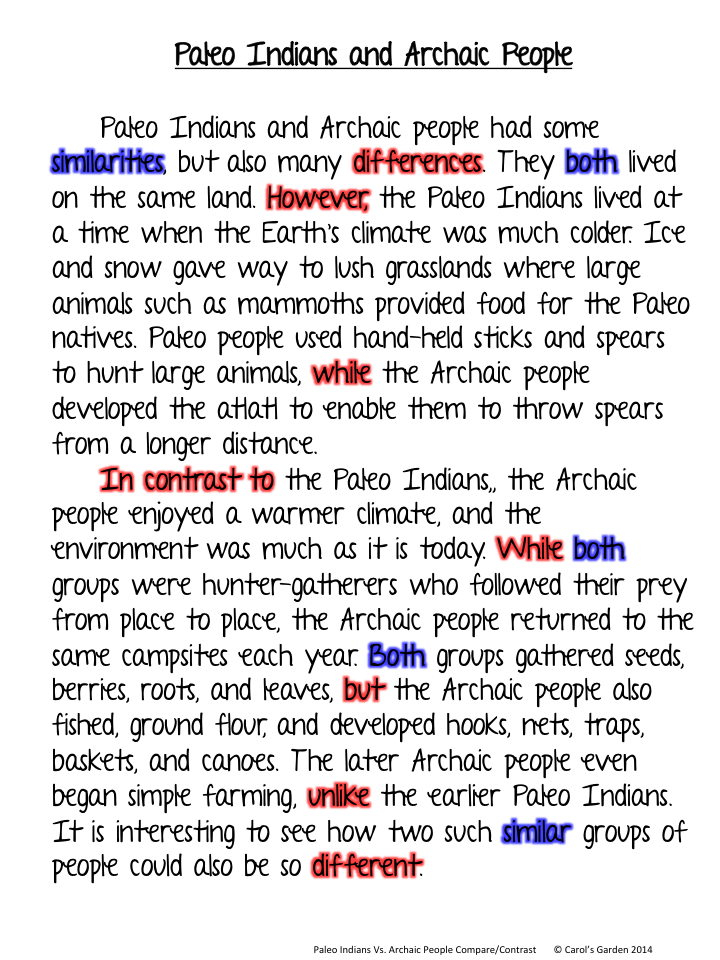 compare and contrast essay examples middle school compare and contrast paragraph examples