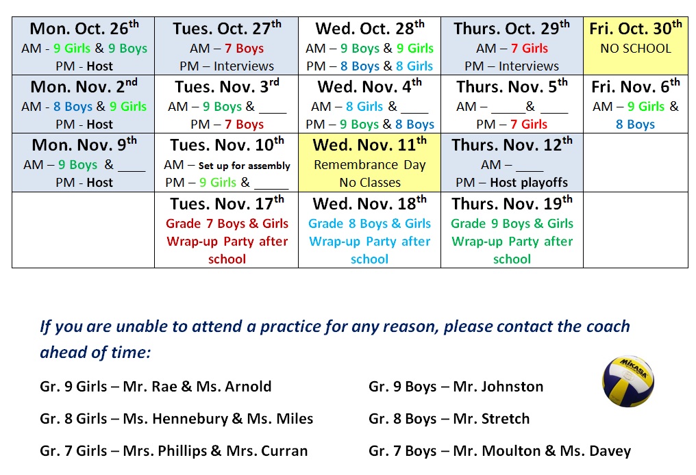 MidSun School Blog Volleyball Practice Schedule 20152016