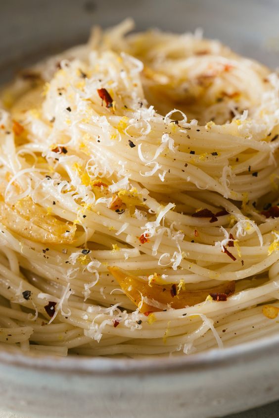 Capellini with Garlic, Lemon and Parmesan The Dinner Recipes Ideas