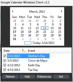 Google Calendar Desktop Client
