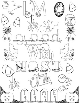 I'm a good witch most of the time adult coloring page quote Stefanie Girard