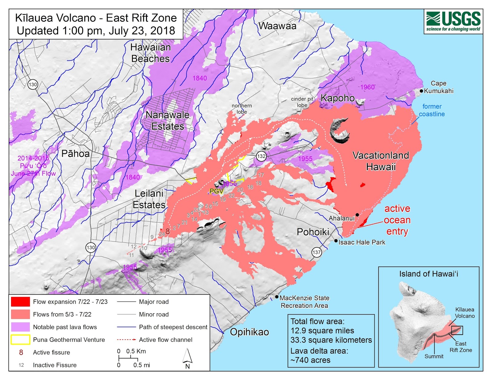 yesterdays flow map with stats and because for now the ocean entry is on the south end of the delta kumukahi remains the place where hawai i greets the yesterdays flow map with stats and because for now the ocean entry is on the south end of the delta kumukahi remains the place where hawai i greets the