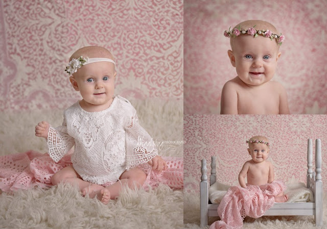 DeKalb, Sycamore, Geneva, IL Newborn and Child Photographer sitter milestone session 4 month old baby girl