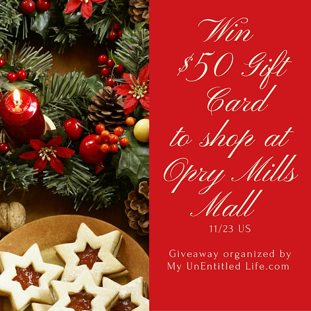 Win a $50 gift card to Opry Mills Mall in Nashville, TN. 