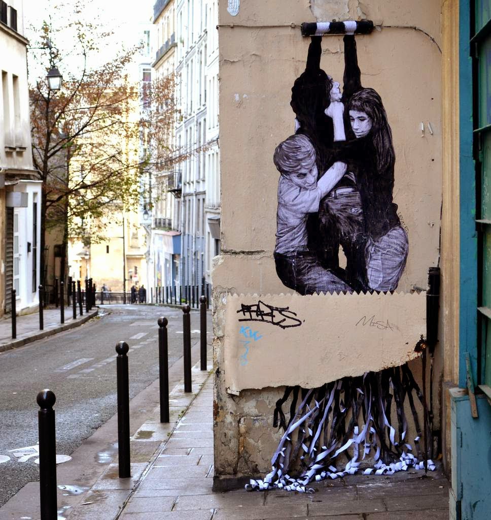 Levalet is back on the streets of his hometown, Paris in France where he just unveiled a new piece in the second district of the city.