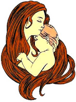 Madre e hijo Ilustración de madre con su bebé a color
