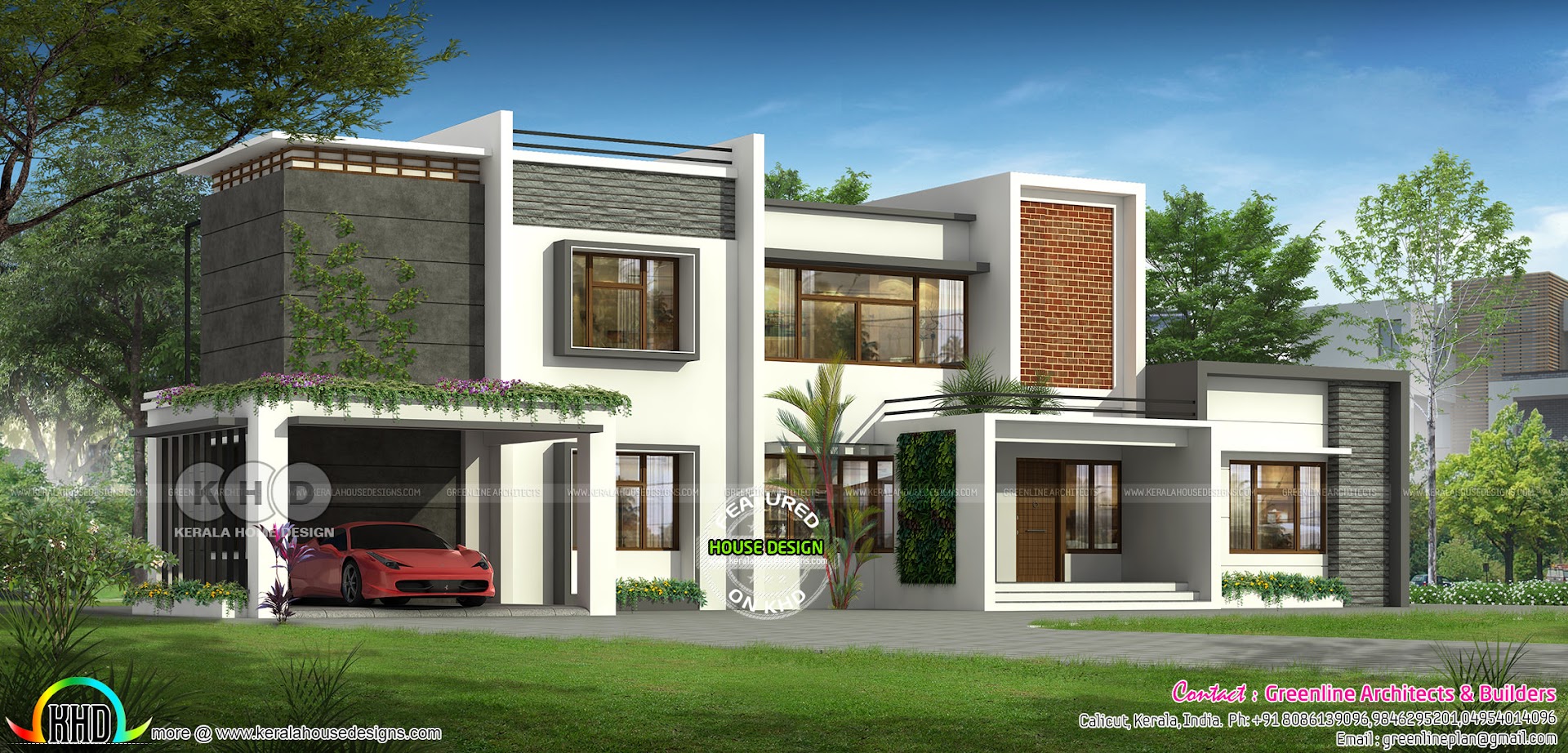  5  bedroom  luxury  modern house  plan  design  Kerala home  