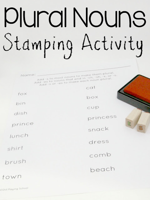 Stamp the ending to spell plural nouns for hands on learning for kids!