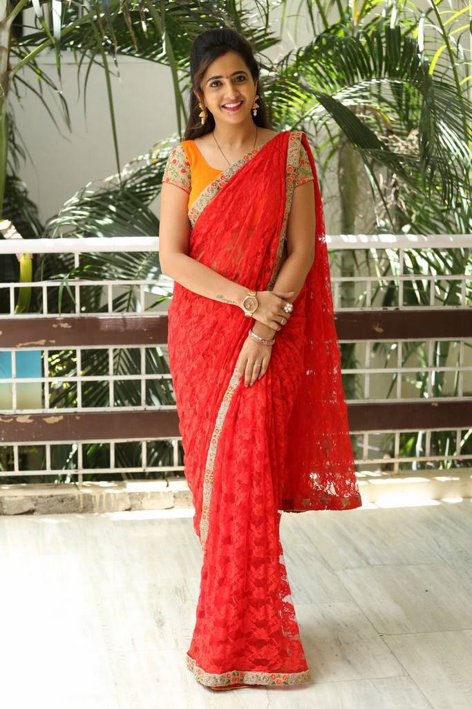 Beautiful Hyderabadi Girl Lasya Photo Shoot In Transparent Red Saree
