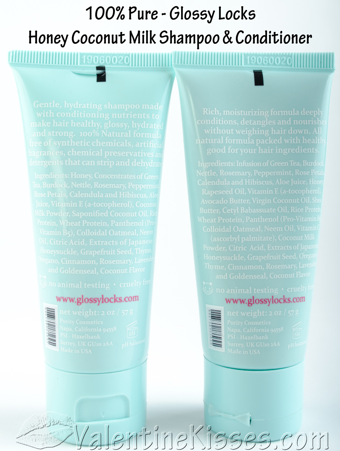 Valentine Kisses 100 Pure Glossy Locks Honey Coconut Milk Shampoo