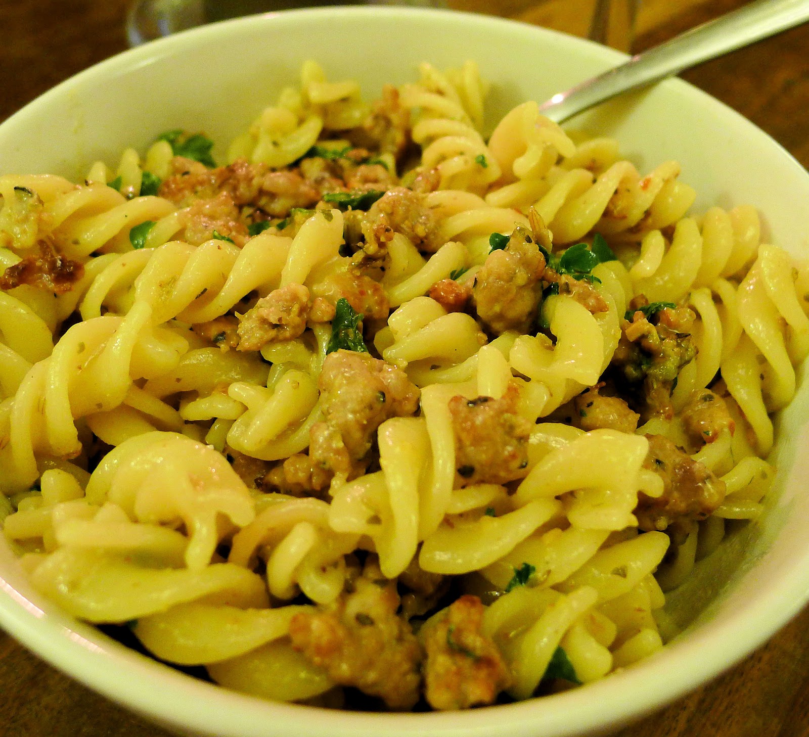 Culinary Adventures in London Spicy Italian Sausage Fusilli
