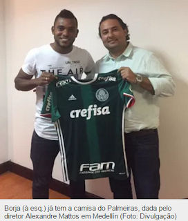 Palmeiras fecha a contratação do atacante colombiano Borja (Globo Esporte)