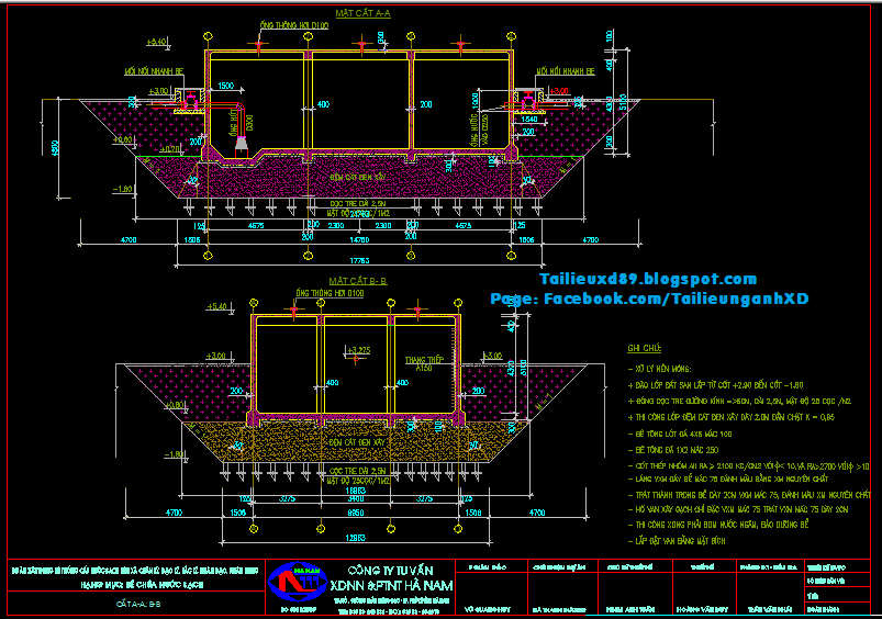Hồ sơ thiết kế bể nước ngầm 700m3