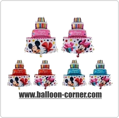 Balon Foil Happy Birthday Cake Jumbo Motif Mickey & Minnie Mouse Balon Foil Happy Birthday Cake Jumbo Motif Mickey & Minnie Mouse