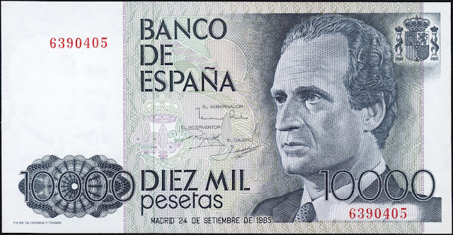 Spain Currency 10000 Pesetas banknote 1985 King Juan Carlos I of Spain