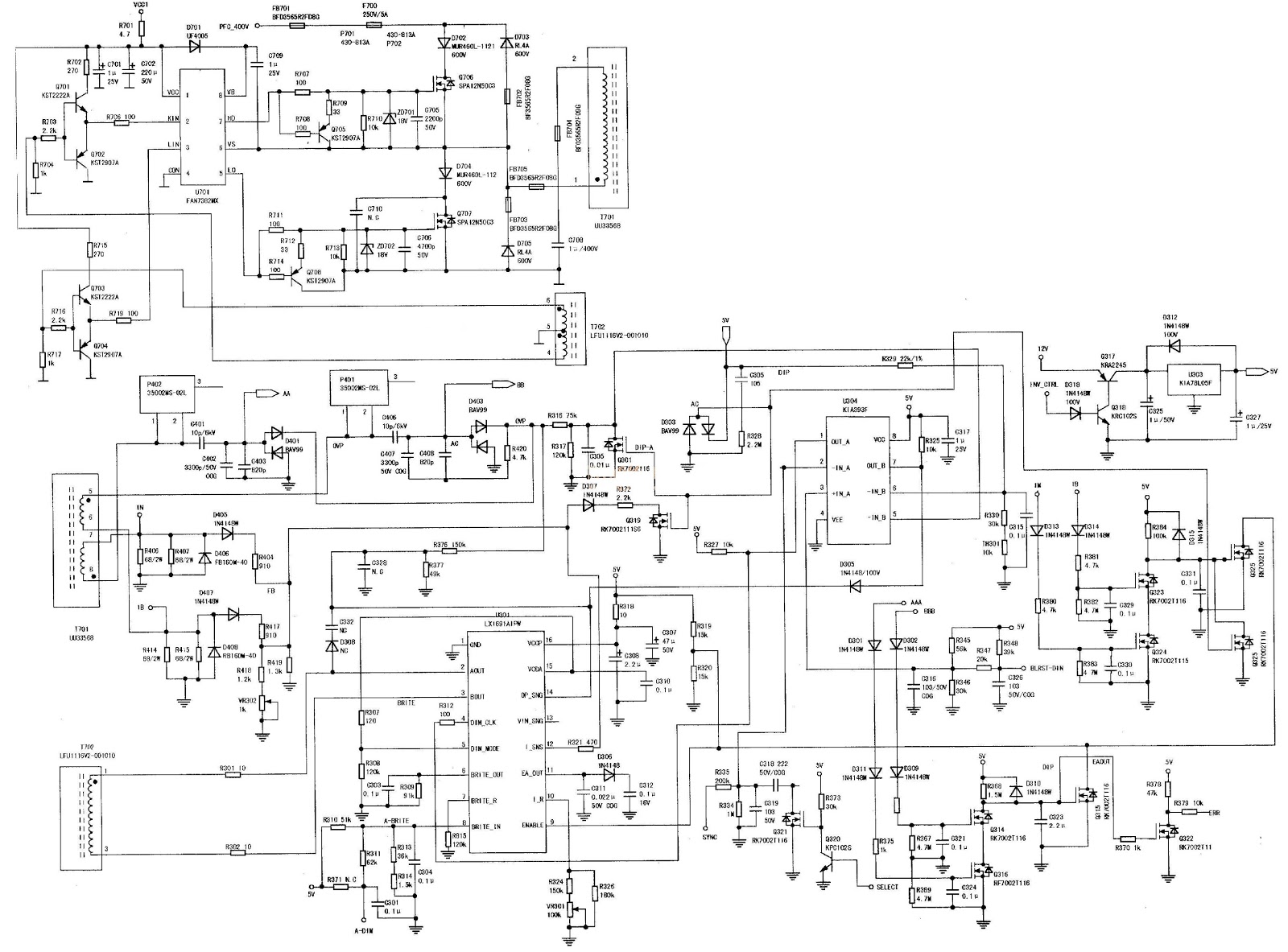 Master Electronics Repair !: LG LIPS37 – LCD TV SMPS – SCHEMATIC