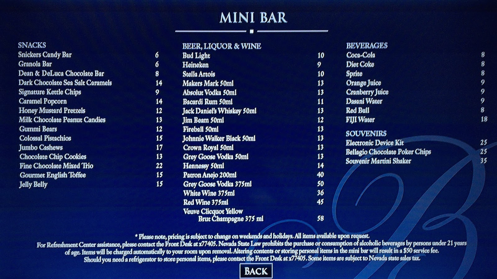 Travel Horizons minibar madness