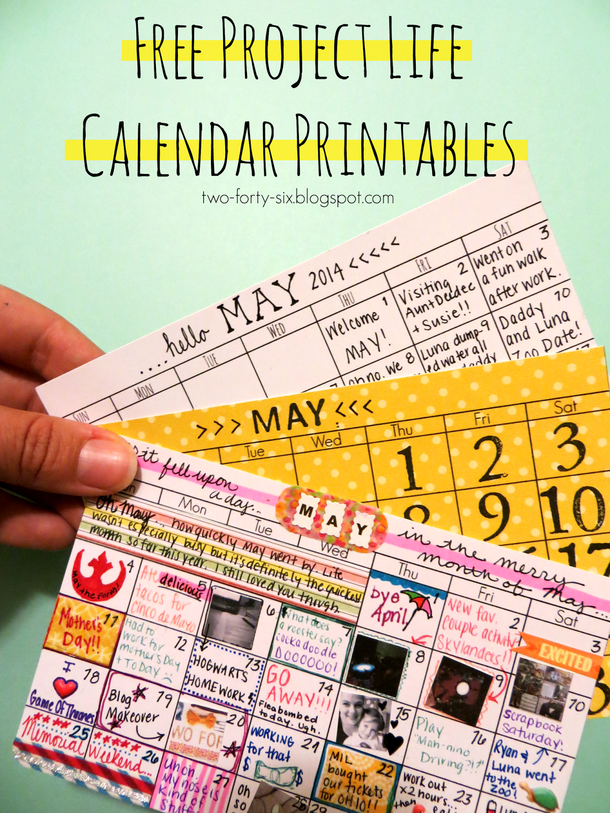 Two forty six Project Life Calendar Printables Two forty six Project Life Calendar Printables