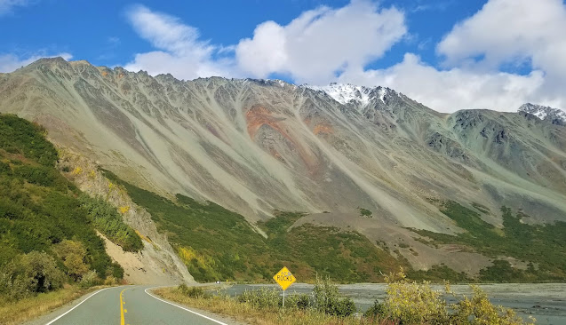 View of rainbow mountain on our way to Valdez